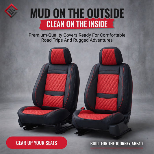 Luxury Seat Covers - Black & Red Studio Pair